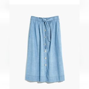 Palisade Button-Front Midi Skirt in Chambray